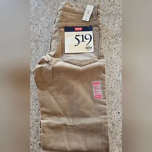 Vintage LEVIS 519 Corduroy Tan Straight Leg Pants 30X31 NWT